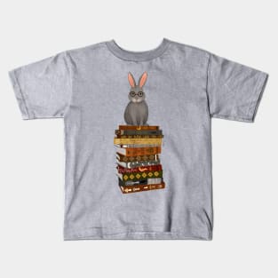 Rabbit on Books Kids T-Shirt